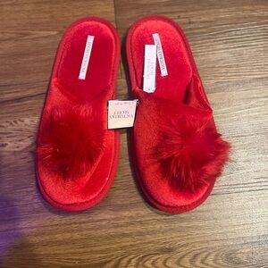 Victoria's Secret Vibrant Red Slippers NWT